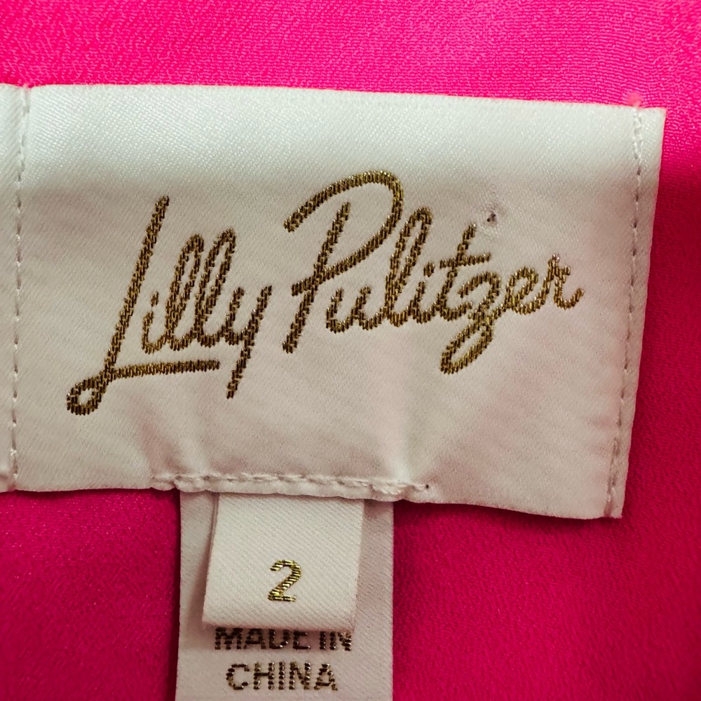 NWOT Lilly Pulitzer Pink Pink Shift Mini Dress Sleeveless Embellished Neckline - Picture 11 of 13